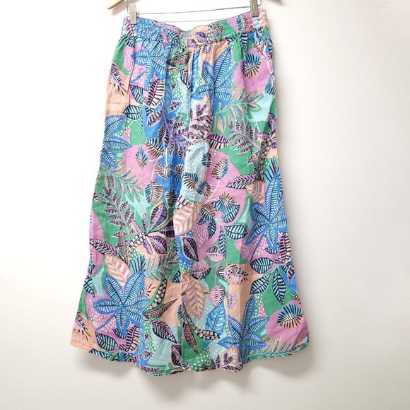 Cynthia Rowley Linen Wide Leg Pants Tropical Print Multicolor - Picture 2 of 7
